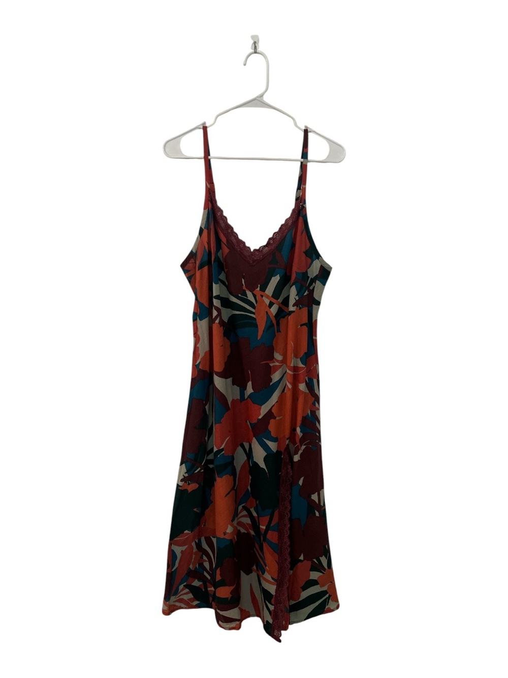 Adore Me Tropical Floral Slip Dress with Lace Trim